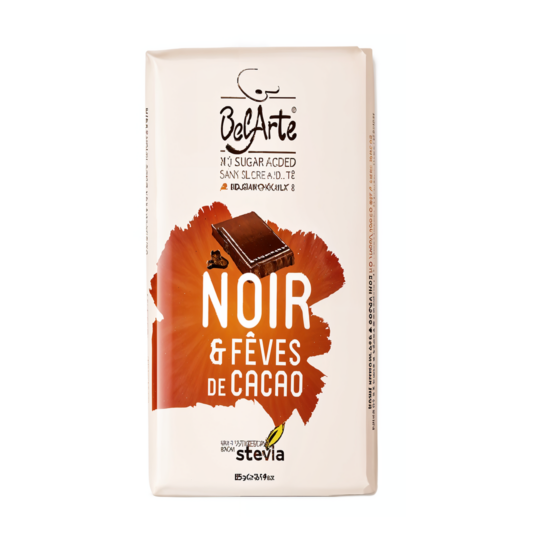 BEL ARTE SUGAR FREE DARK AND COCOA NIBS CHOCOLATE TABLETS 85GR