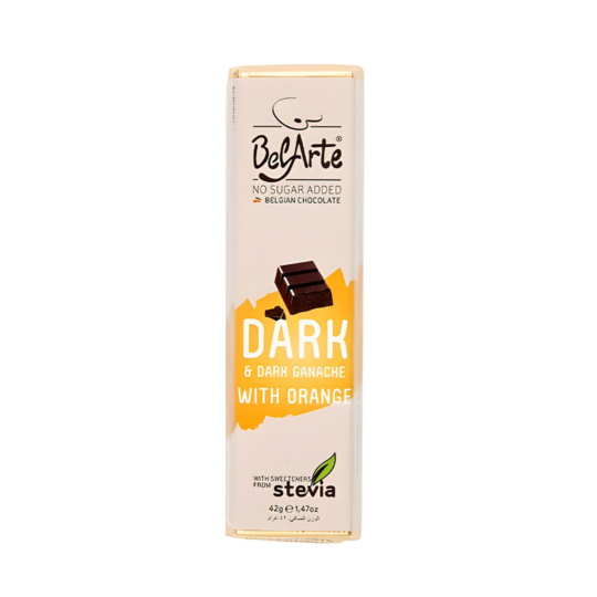 BEL ARTE SUGAR FREE MILK DARK GANACHE AND COCOA NIBS CHOCOLATE BARS 42GR
