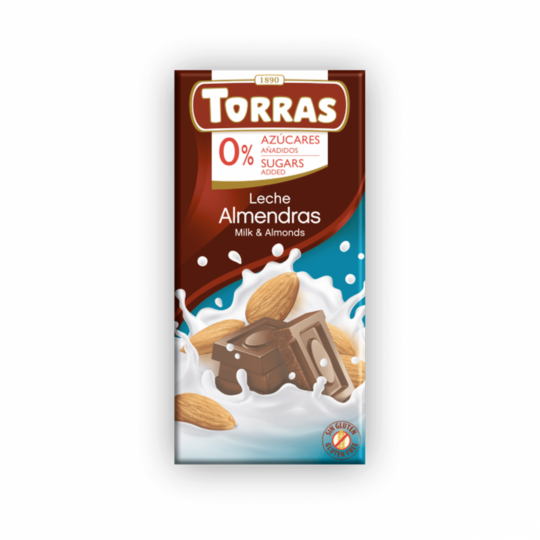 TORRAS SUGAR FREE  & GLUTEN FREE MILK & ALMND CHOCOLATE 75GR