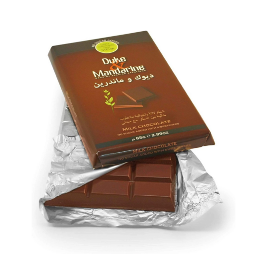 DUKE & MANDARINE SUGAR FREE MILK CHOCOLATE TABLETS 85GR