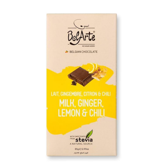 BEL ARTE GINGER LEMON & CHILI CHOCOLATE TABLET 85GR