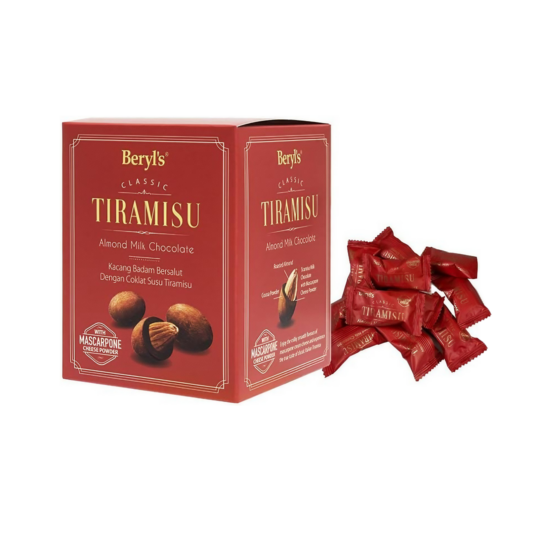 BERYL'S Tiramisu Almond Milk Chocolate Dragee individual wrapped Box of 100GR