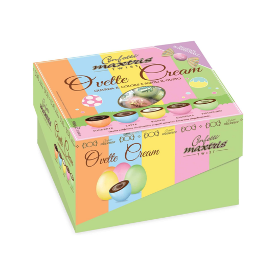CONFETTI MAXTRIS TWIST OVETTE CREAM ASSORTED SUGAR COATED ITALIAN DRAGEE 500G