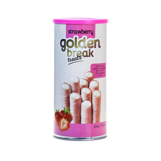 GOLDEN BREAK WAFER ROLLS WITH STRAWBERRY CREAM FILLING 300GR