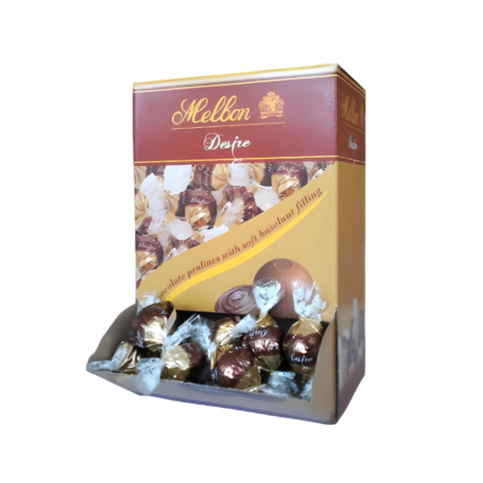 MELBON DESIRE MILK CHOCOLATE PRALINES WITH CARAMEL FILLING RED FOIL 1KG BAG