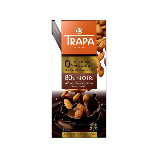 TRAPA INTENSO 80% DARK CHOCOLATE WITH ALMOND SUGAR FREE