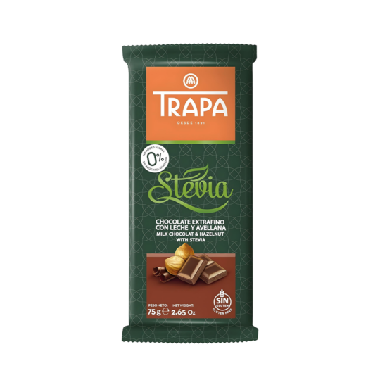 TRAPA  0% Sugar Free MILK CHOCOLATE & HAZELNUT WITH STEVIA