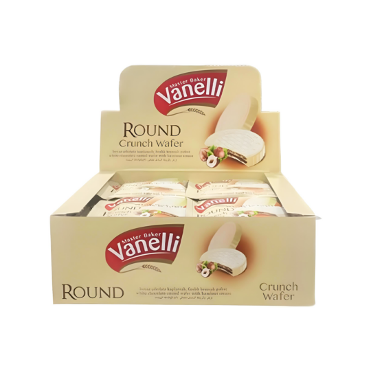 Vanelli Round White Chocolate Coated Wafer Box Of 24X20GR