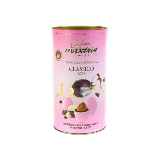 CONFETTI MAXTRIS CLASSIC ITALIAN ALMOND DRAGEE PINK CYLINDER 100G