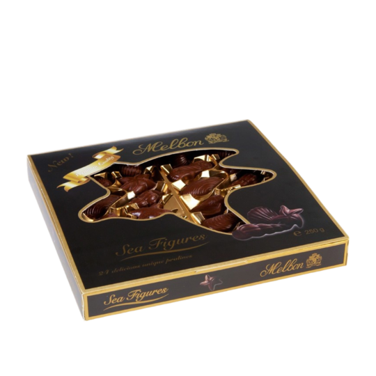 MELBON SEA FIGURES 24 DELICIOUS DARK CHOCOLATE GIFT BOX 250GR