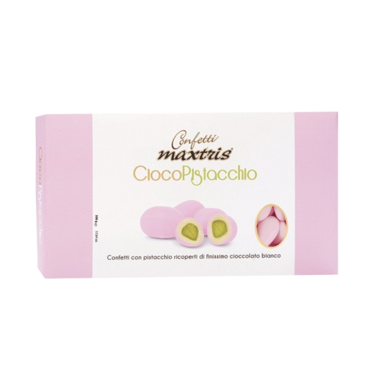 MAXTRIS CIOCO PISTACHIO CHOCOLATE DRAGEE BOX 500GR PINK COLOR