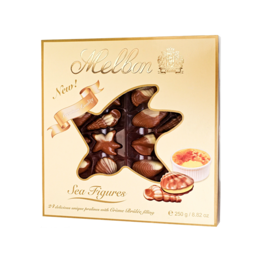 MELBON SEASHELLS WITH CREME BRULEE FILLING GIFT BOX 250GR
