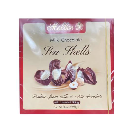 MELBON SEASHELLS WITH CREME BRULEE FILLING RED GIFT BOX 250GR